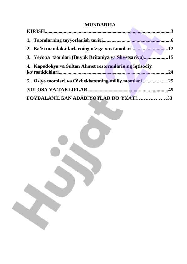 Taomlarning tarixi va milliy oshxonalar