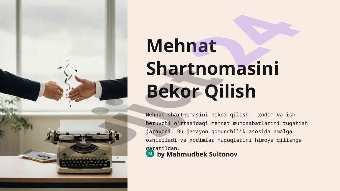Mehnat shartnomasini bekor qilish jarayoni