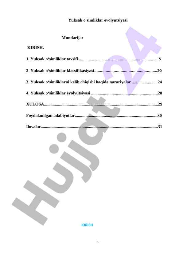 Yuksak O'simliklar Evolyutsiyasi