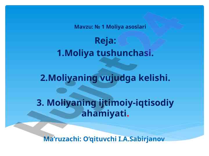 Moliya asoslari va ijtimoiy-iqtisodiy ahamiyati