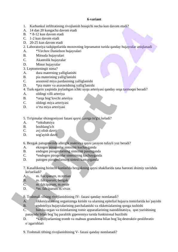 Karbunkul infiltrati va laboratoriya tadqiqotlari