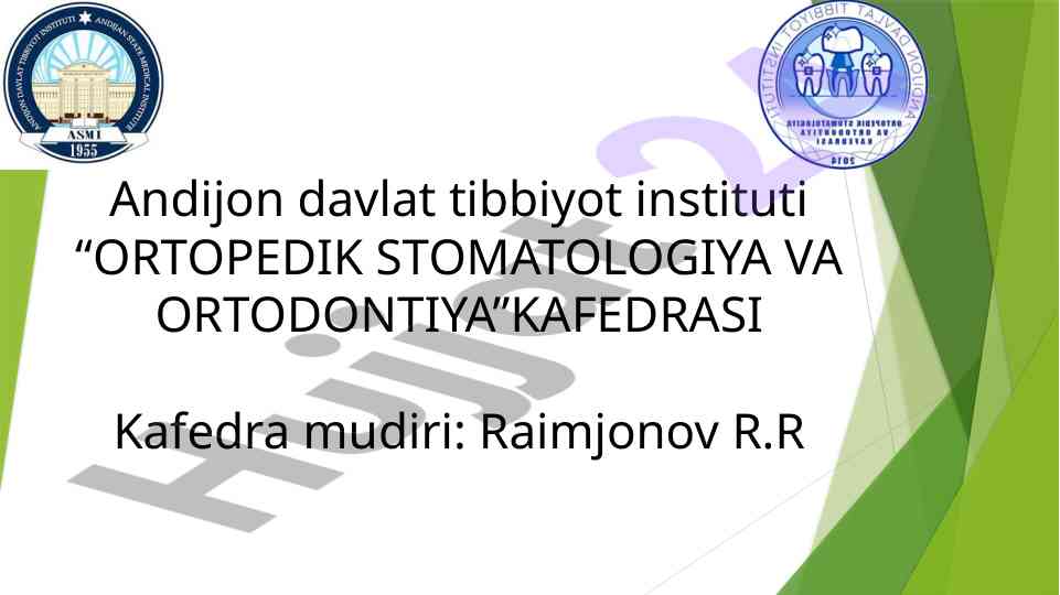 Tish qatorlari qisman nuqsonlarining tasniflari
