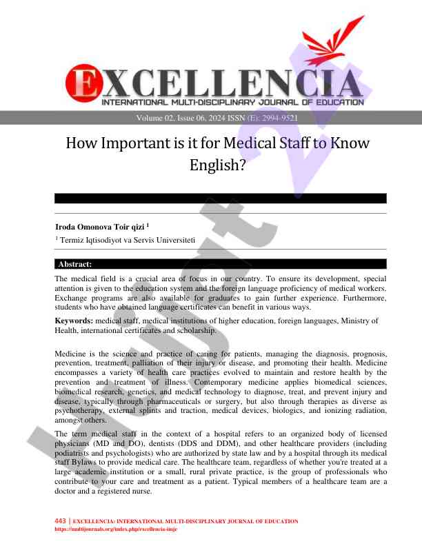Importance of english knowledge for medical staff