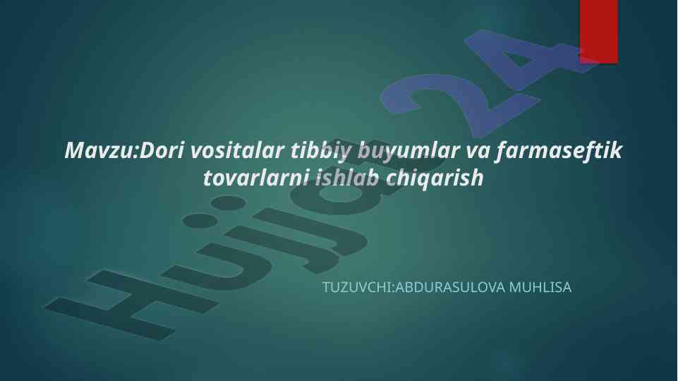 Dori vositalarini ishlab chqarish tizimi o‘zbekiston