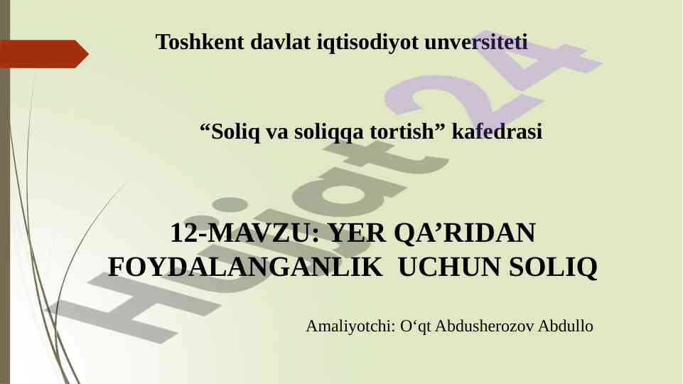 Yer qa‘ridagi foydalanish uchun soliq tahlili