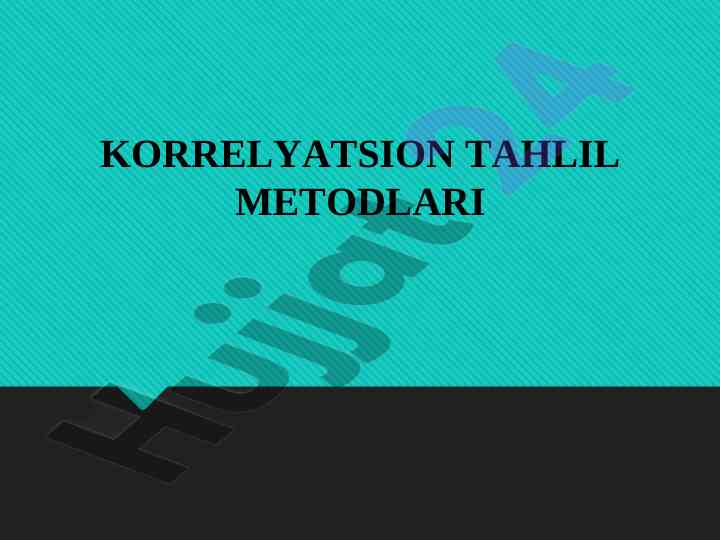 Korrelyatsion tahlil metodlari bo‘yicha qo‘llanma
