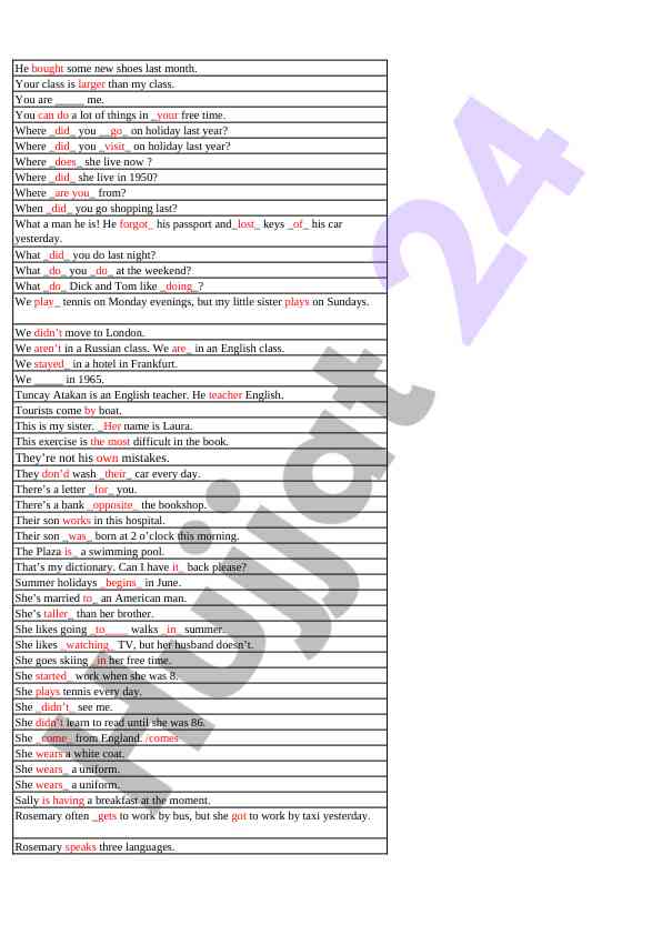 Essential english grammar exercises for students