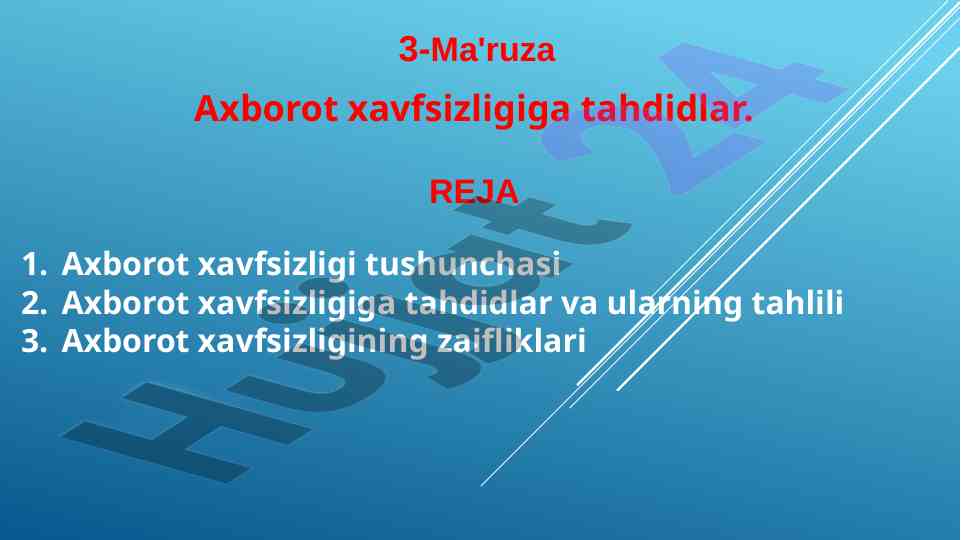 Axborot xavfsizligiga tahdidlar va tahlil