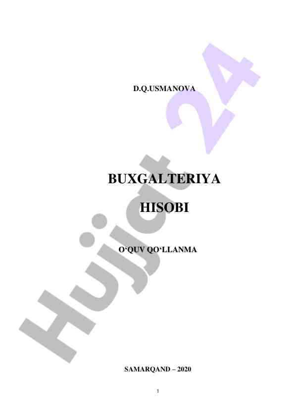 Buxgalteriya hisobi o‘quv qo‘llanma samarqand 2020