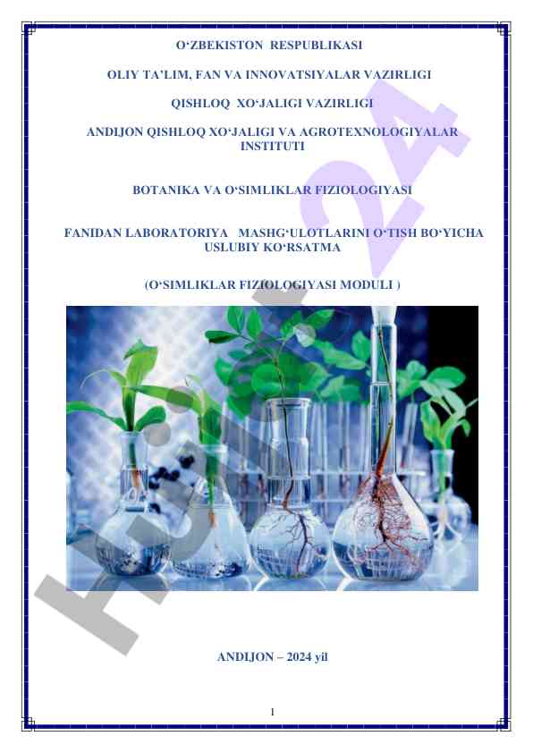 Laboratoriya mashgʻulotlari uslubiy koʻrsatma