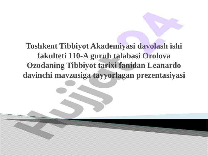 Tibbiyot tarixi: leonardo da vinci mavzusi