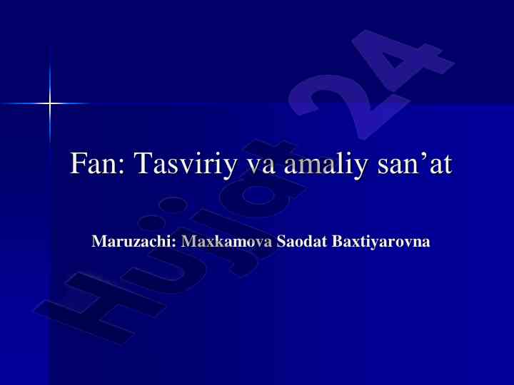 Tasviriy va amaliy san'atga kirish