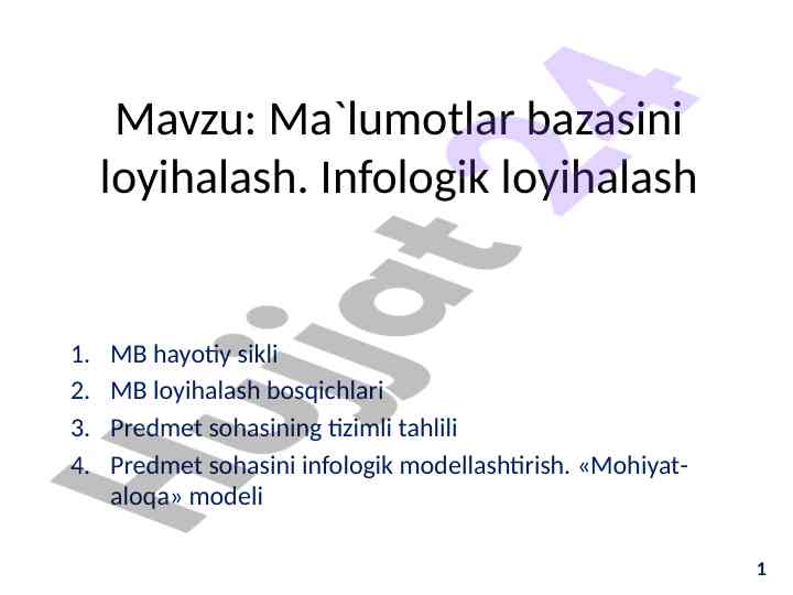Mb loyihalash bosqichlari tahlili
