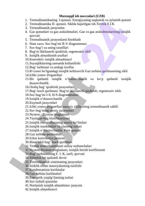 Termodinamik jarayonlar va energiya qonunlari
