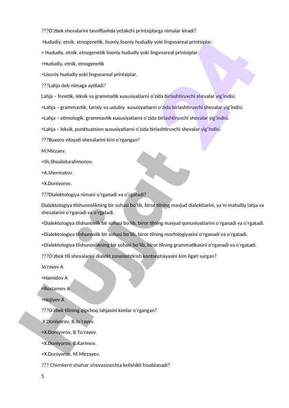 Ozbek shevalarini tasniflashning asosiy printsiplari