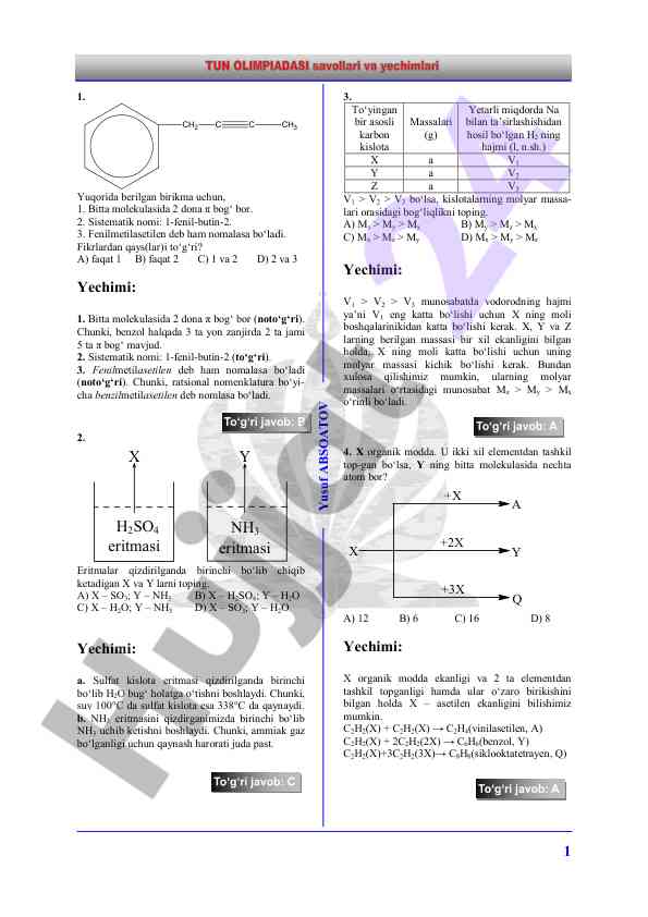 H2so4 va nh3 eritmalari bo‘yicha eksperimentlar