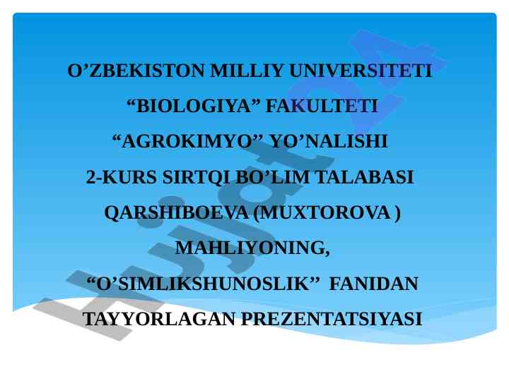 Tuproq kimyoviy tarkibi prezentatsiyasi