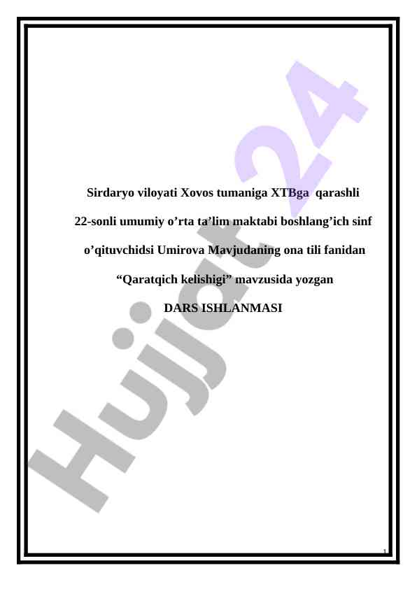 Qaratqich kelishigi mavzusida dars ishlanmasi