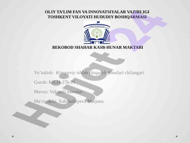 Vakumli nasoslar va ishlash printsipi