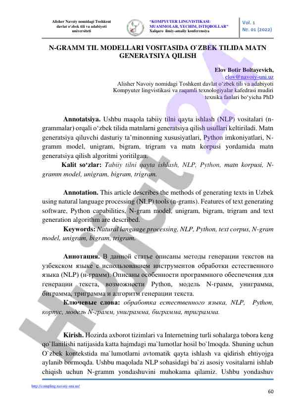 Kompyuter lingvistikasi muammolar yechim istiqbollar
