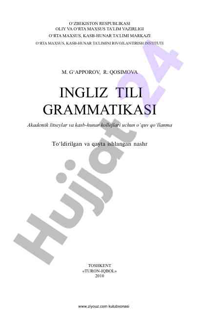 Ingliz tili grammatikasi o‘quv qo‘llanma