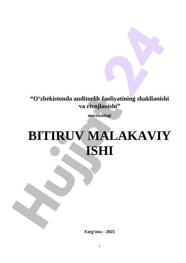 Oʻzbekistonda auditorlik faoliyatining shakllanishi
