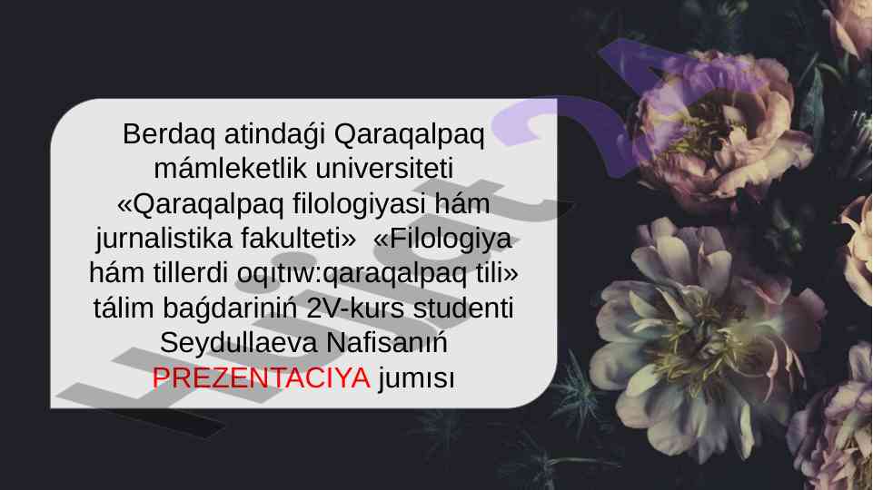 Seziw hakkında túsinik hám onıń uluma nızamlıqlari
