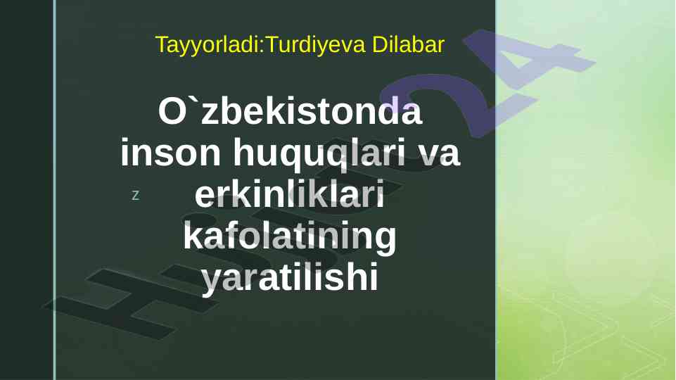 Inson huquqlari va erkinliklari kafolatlari o‘zbekistonda