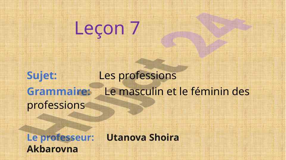 Les professions et le masculin féminin des professions