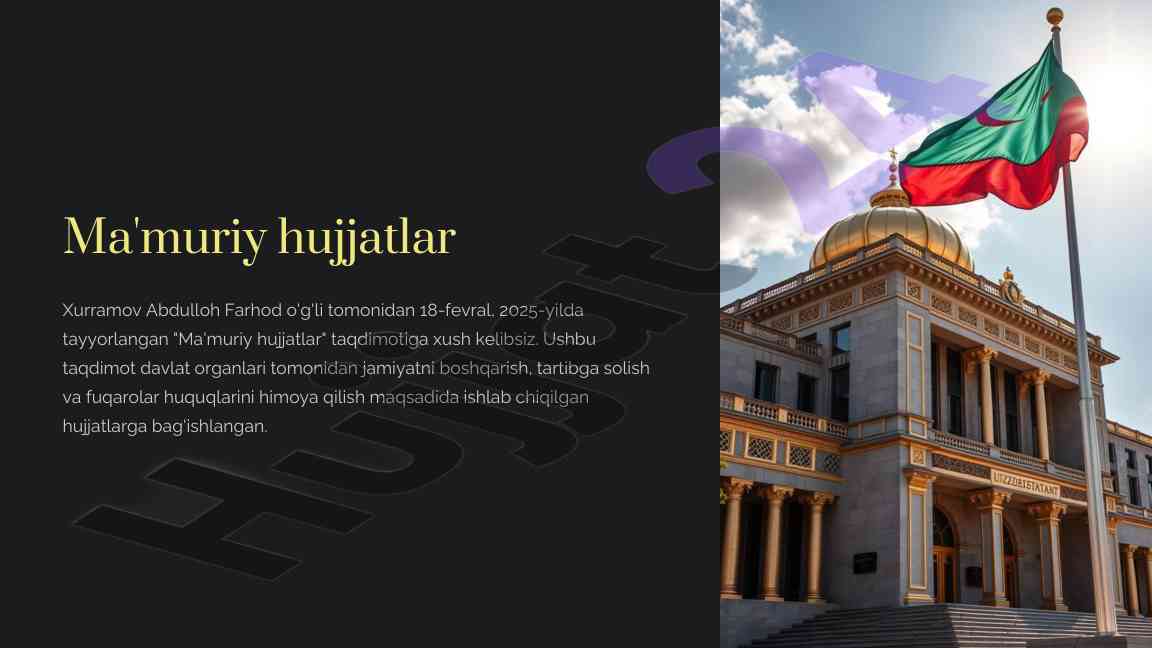 Ma'muriy hujjatlar taqdimoti boshqaruv va himoya
