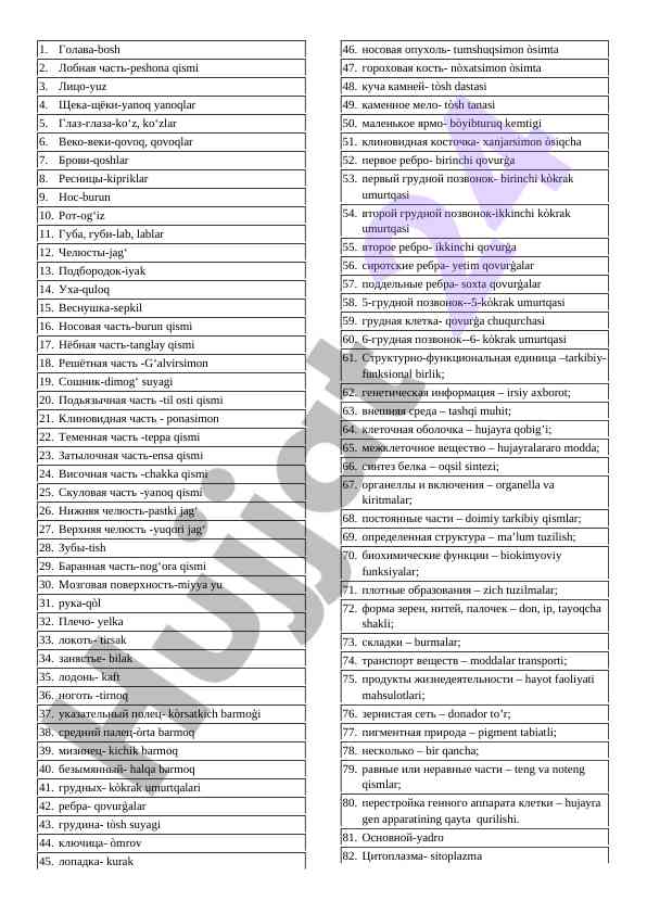 Terminlar bilan tanishtirish: anatomiya qismi