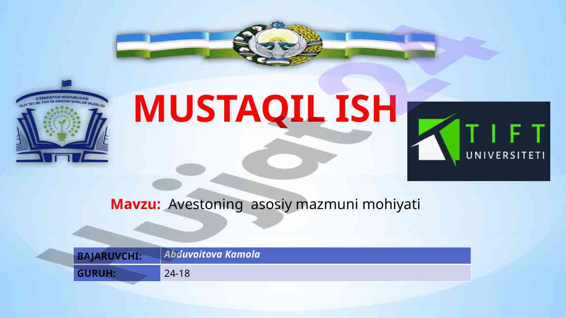 Avestoning Asosiy Mazmuni Mohiyati
