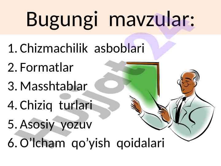 Chizmachilik asboblari va formatlarning o'rganilishi