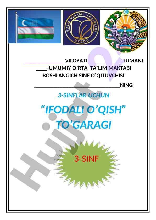 Ifodali o‘qish to‘garagi ish rejasi 2022-2023