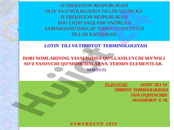 Lotin tili va tibbiyot terminologiyasi fani
