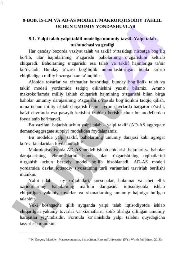 Is-lm va ad-as modeli tahlili