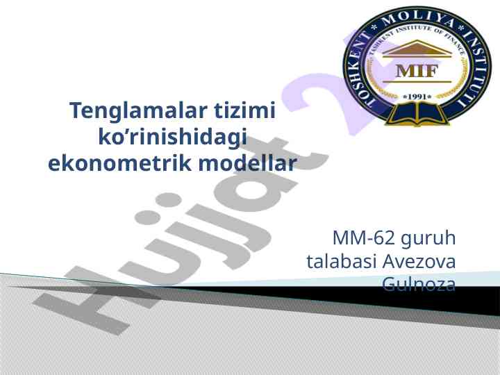 Ekonometrik modellar va tenglamalar tizimi