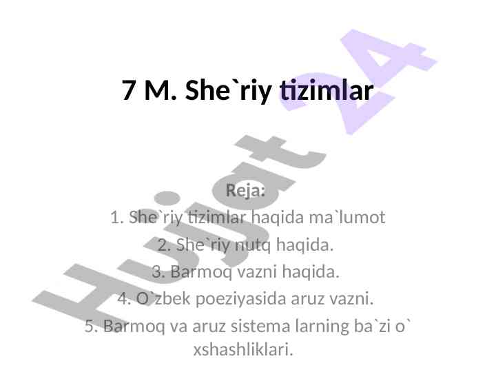 She'riy tizimlar haqida tahliliy ma'lumotlar