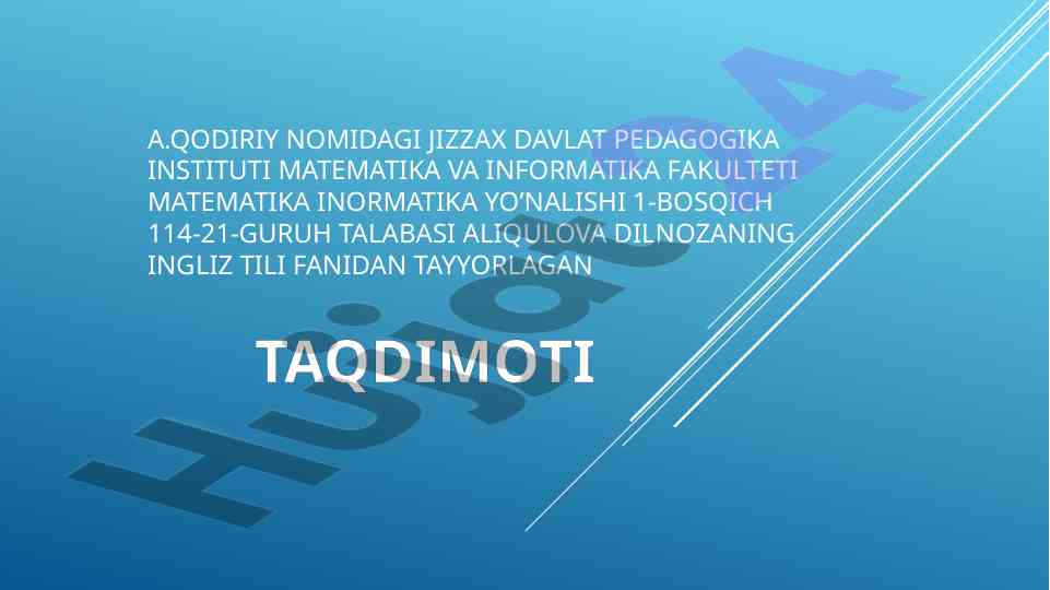 Ingliz tili fani bo'yicha taqdimot