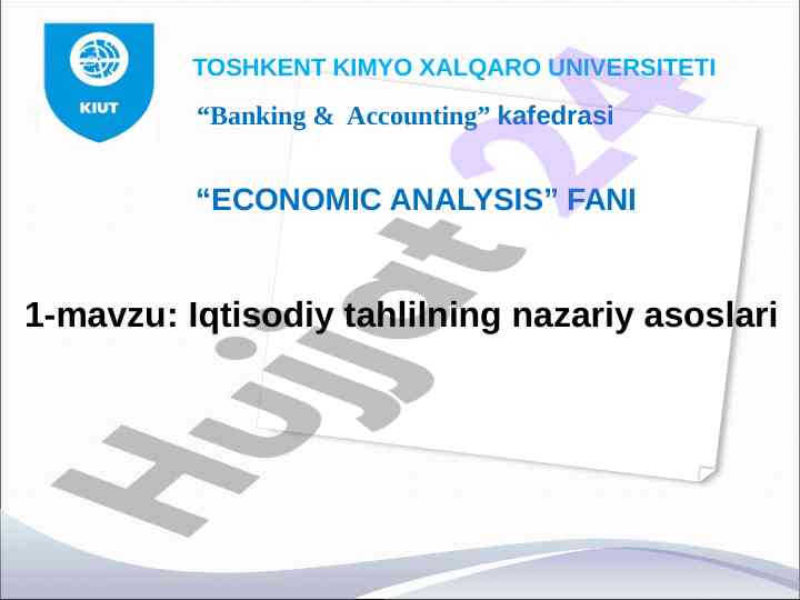 Iqtisodiy tahlilning nazariy asoslari