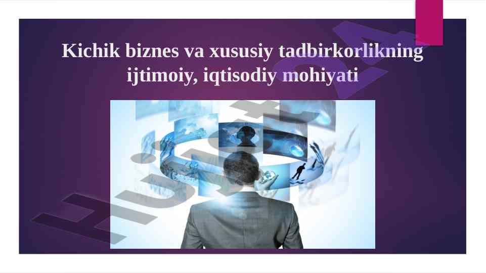 Kichik biznes va xususiy tadbirkorlikning ijtimoiy mohiyati