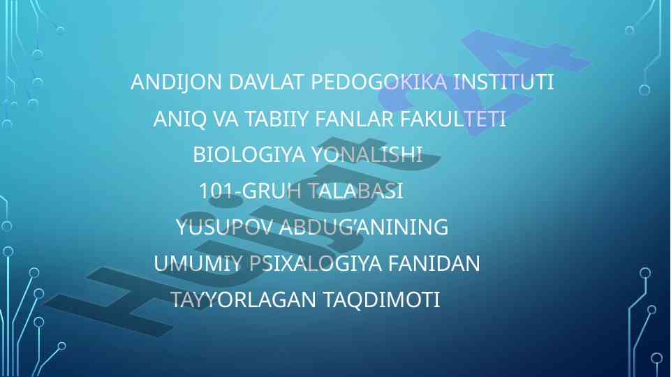 O’smirlik davrida psixik rivojlanish xususiyatlari