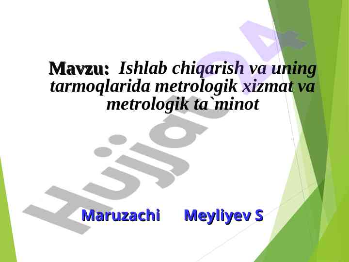 Ishlab chiqarish va metrologik xizmatlar
