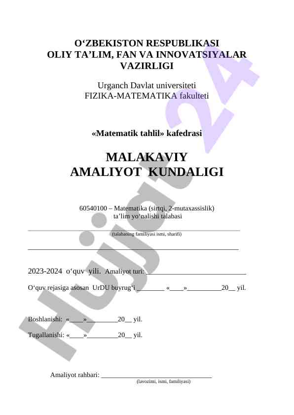 Malakaviy amaliyot kundaligi 2023-2024