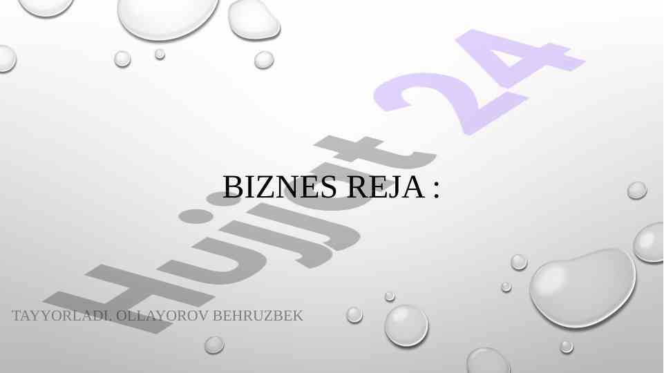 Biznes reja tasnifi elektr energiya ta'minlash