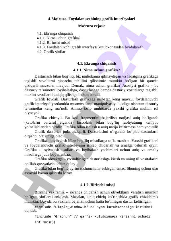 Grafik interfeyslarni foydalanish asoslari