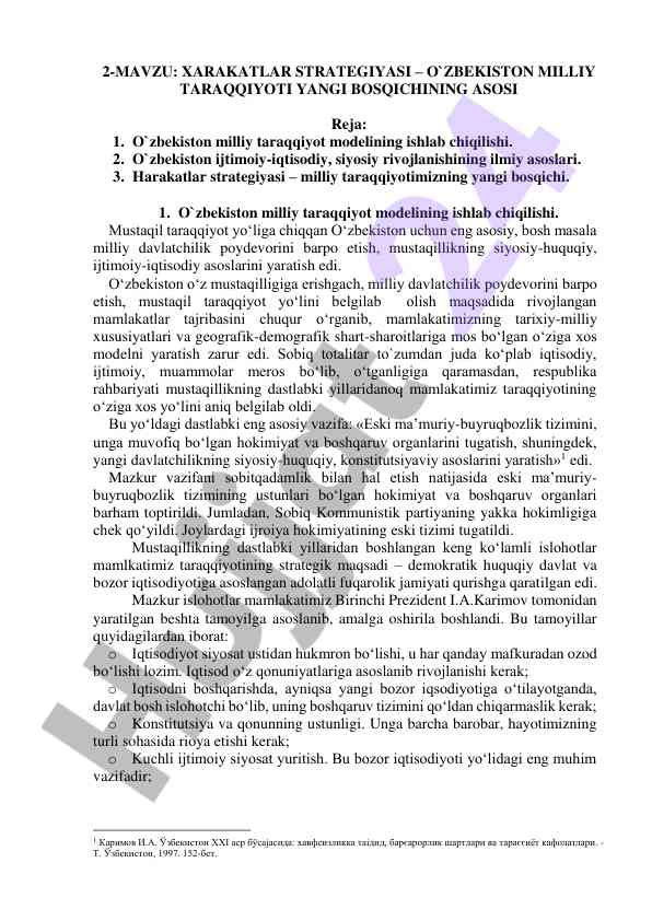 Xarakatlar strategiyasi o‘zbekiston taraqqiyoti