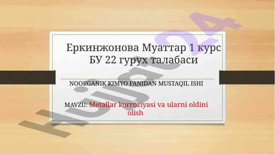 Metallar korroziyasi va ularni oldini olish