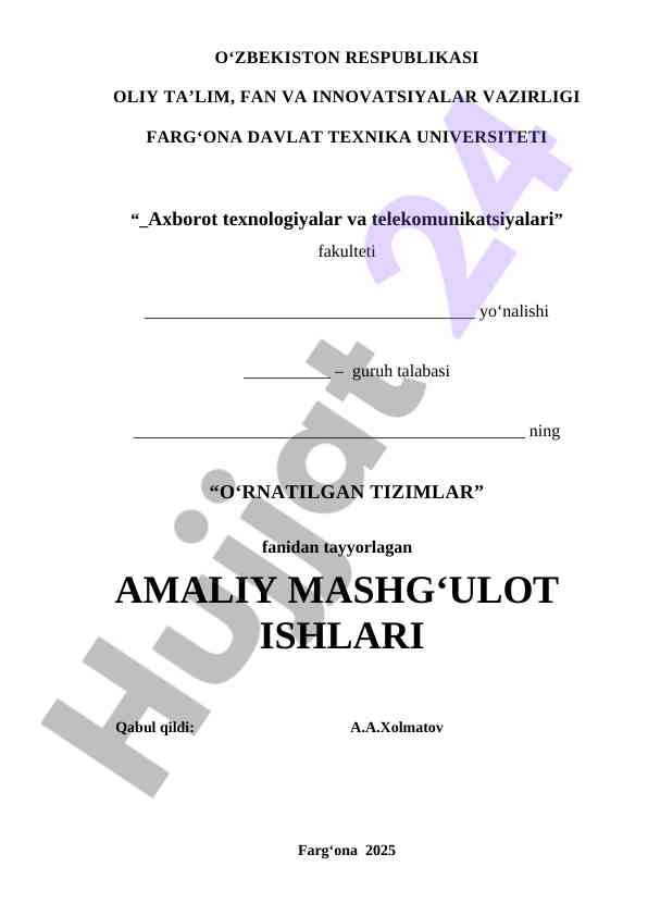Arduino platformasida amaliy mashg‘ulotlar