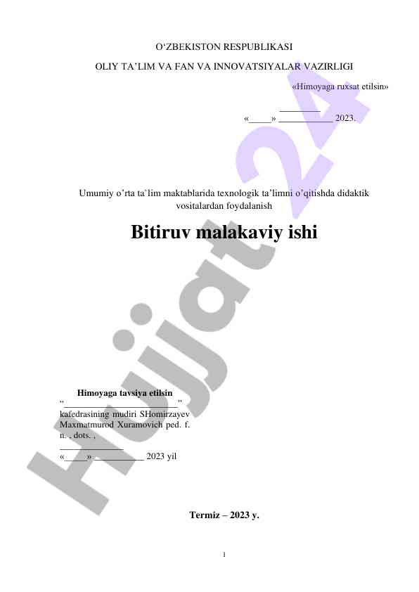 Didaktik vositalar bilan texnologik ta’limni o’qitish